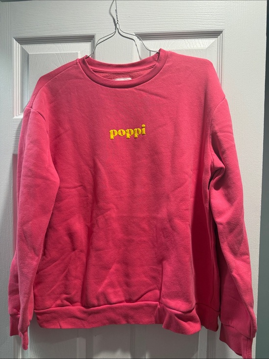 Poppi Sweaters - Poppi Pink Crewneck Sweatshirt with Yellow Logo